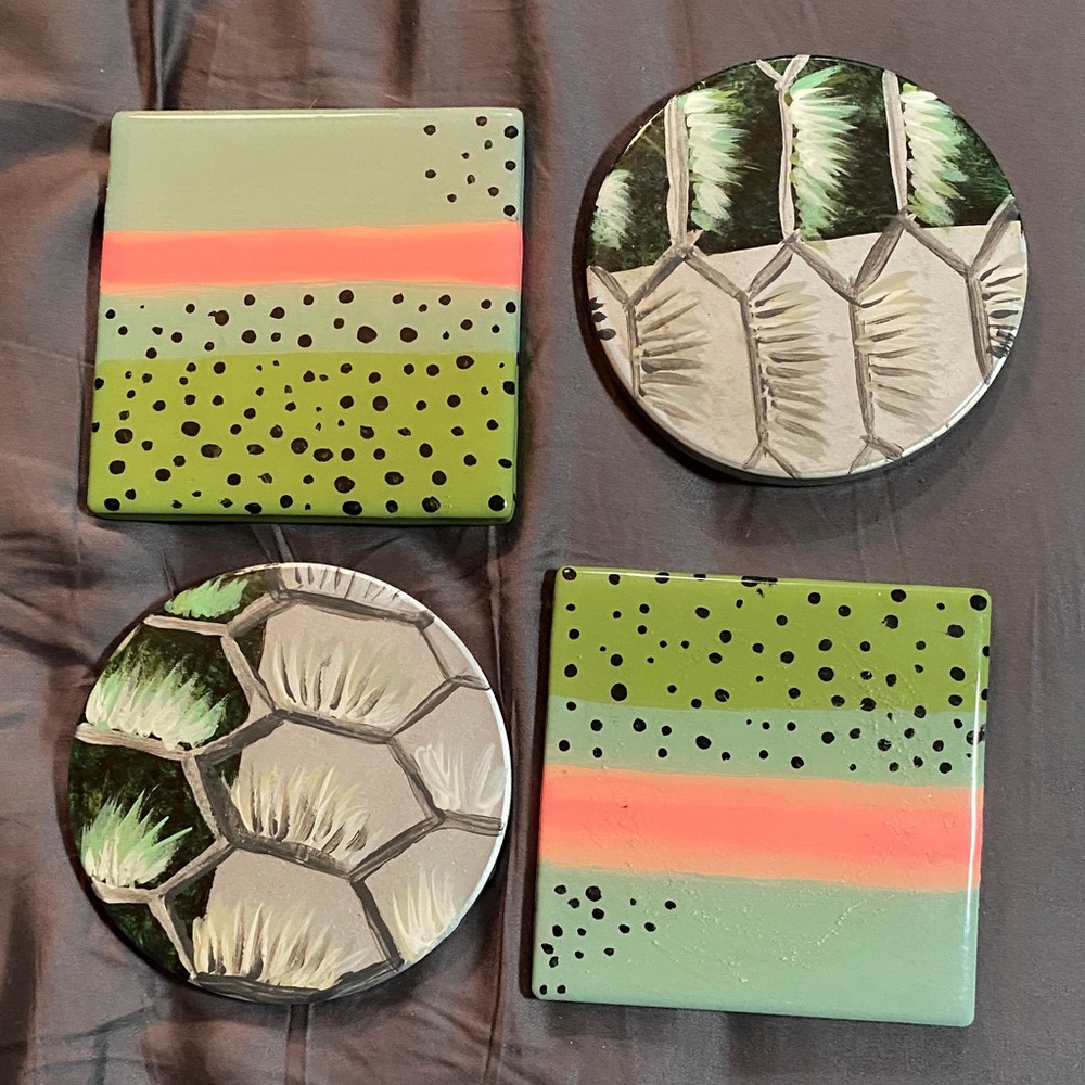 Ceramic coaster set, fish designs